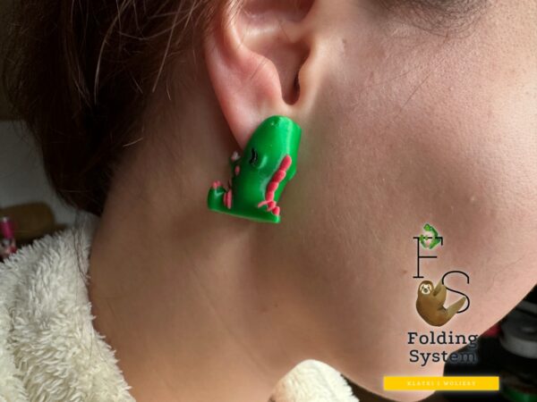 Kolczyki Krokodyl, Dinozaur – Oryginalna Biżuteria 3D - obrazek 2